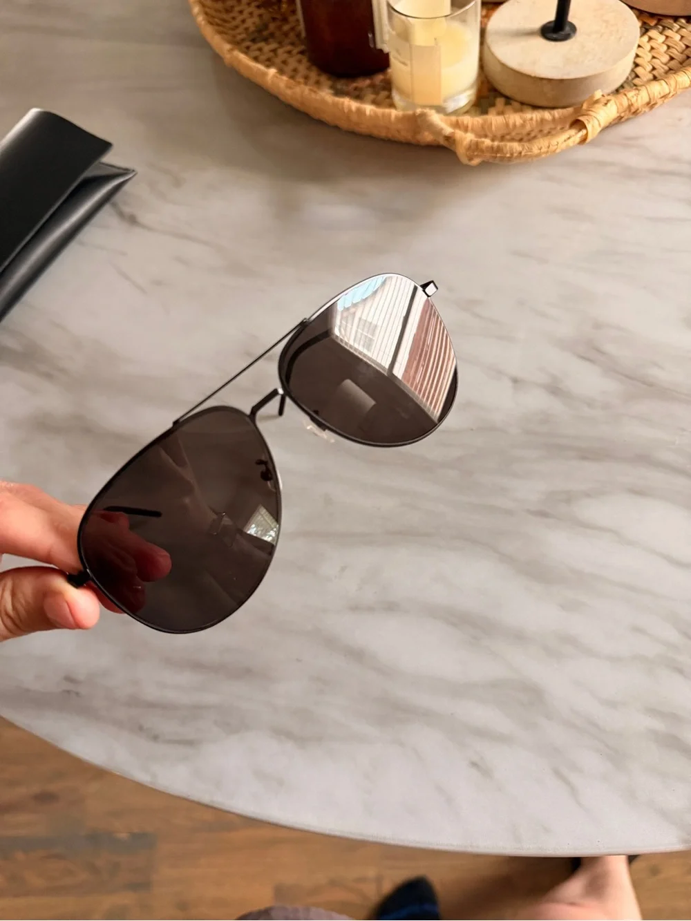 Saint Laurent Men's Black Aviator Sunglasses - Classic Metal Frame
